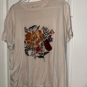 SHEIN Beige Floral Graphic Tee